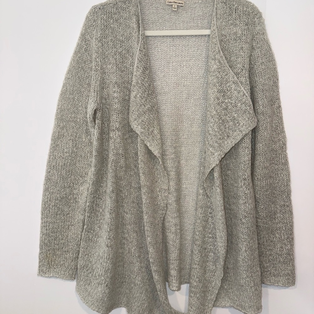 Calvin Klein Light Gray Open-Front Women's Sweater Cardigan